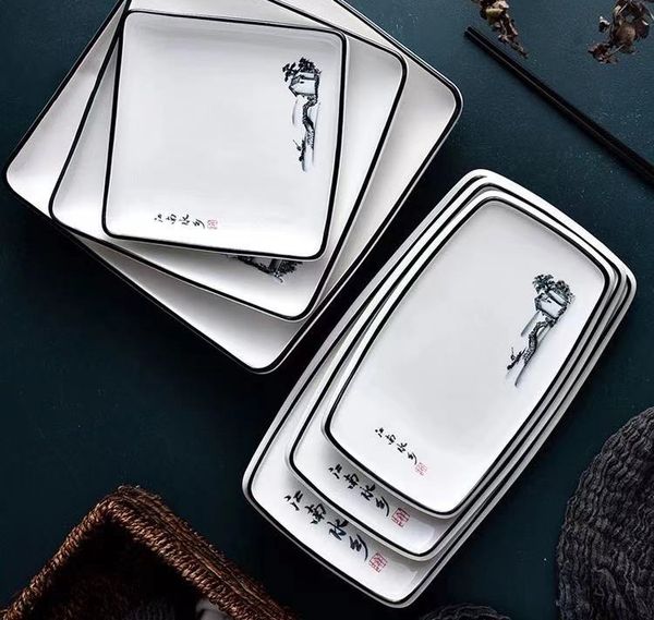 

high grade ceramic tableware water series tableware rectangular plate
