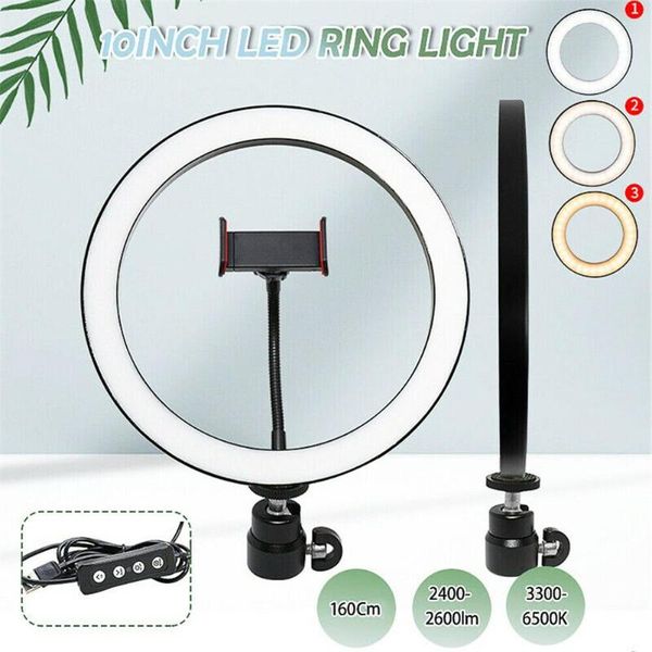 

portable 10 inch led ring fill light selfie po video studio usb dimmable lamp cell phone mounts & holders