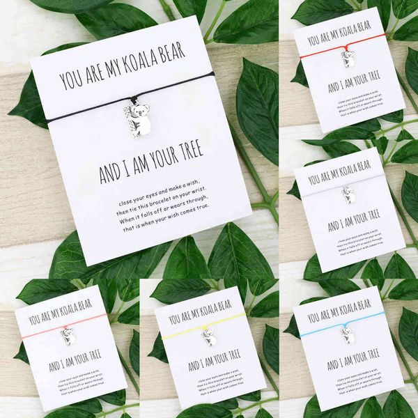 

lucky koala bracelet cute koala charm card friendship bracelets koala jewelry for women men friend gifts, Golden;silver