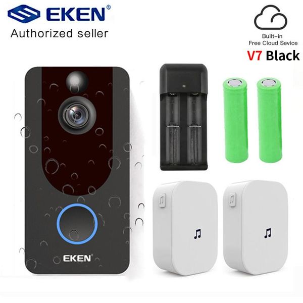 

wifi doorbell black v7 1080p ip smart wireless security fir motion detection alarm cloud storage door bell camera doorbells