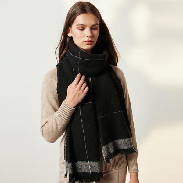 

scarves 2021 autumn winter female scarf women fashion cashmere plaid long shawl wrap blanket warm tippet wholesale, Blue;gray
