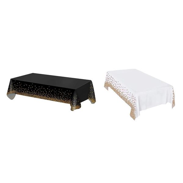 

table cloth 3 pcs disposable plastic rectangle gold dot tablecloths for indoor or outdoor tables party christmas weddings