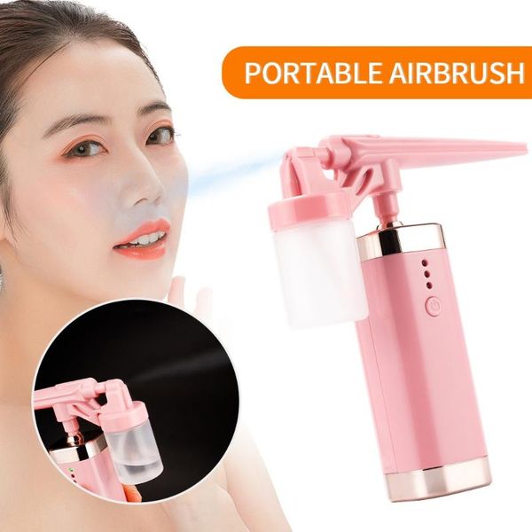 

smart home control 50ml airbrush usb charge mini air compressor spray gun for tattoo body painting nail art paint sprayer nano mist moisturi