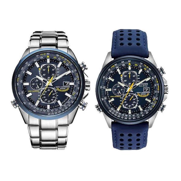 

luxury wateproof quartz watches business casual steel band watch men's blue angels world chronograph wristwatch, Slivery;brown