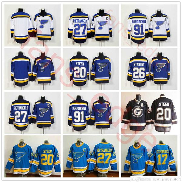 

new style st. louis blues hockey 27 alex pietrangelo 17 jaden schwartz 20 alexander steen 10 brayden schen 91 vladimir jersey, Black