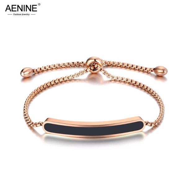 

titanium stainless steel black/white glaze chain & link bracelets for women rose gold adjustable size bracelet ab19070 link,