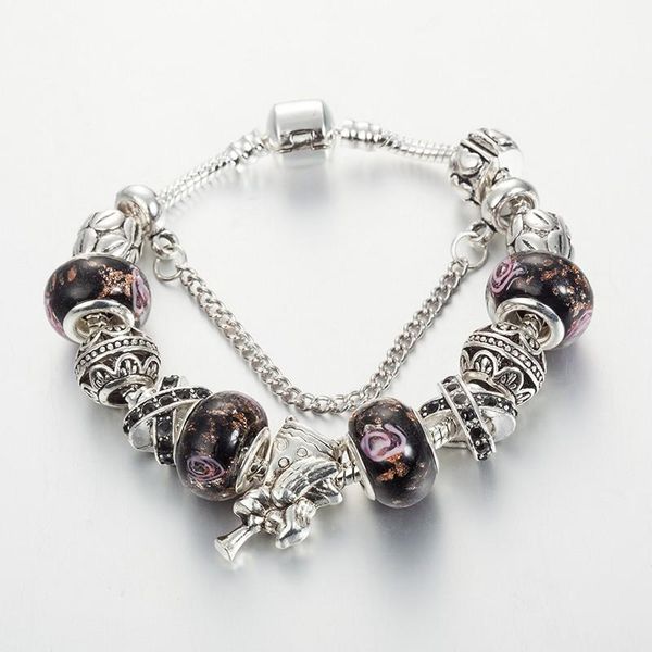 

charm bracelets annapaer antique silver angel murano glass european fashion style great birthday gifts for teenagers b15054, Golden;silver