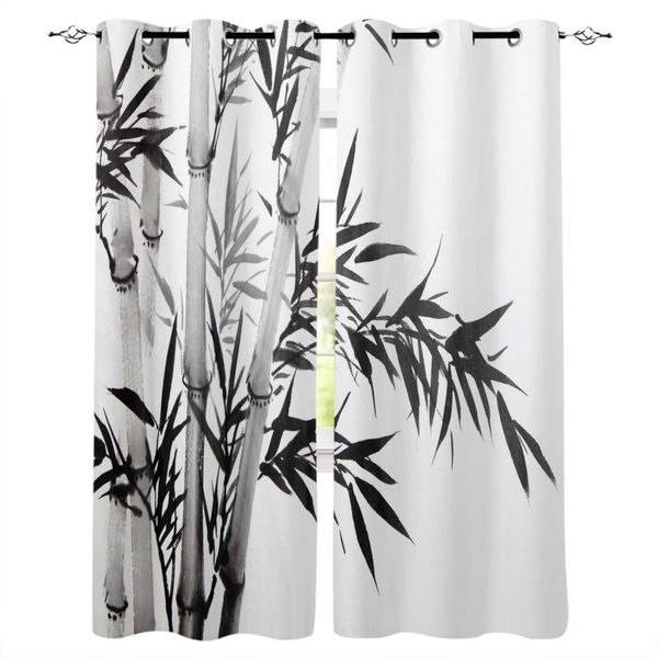 

curtain & drapes bamboo chinese ink painting design plant blackout curtains bedroom living room home decoration for children girls boys gift