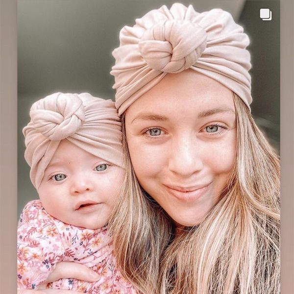 

beanies solid baby mom cotton cute donut bowknot turban hats sweet soft elastic caps for born boy girls headwraps