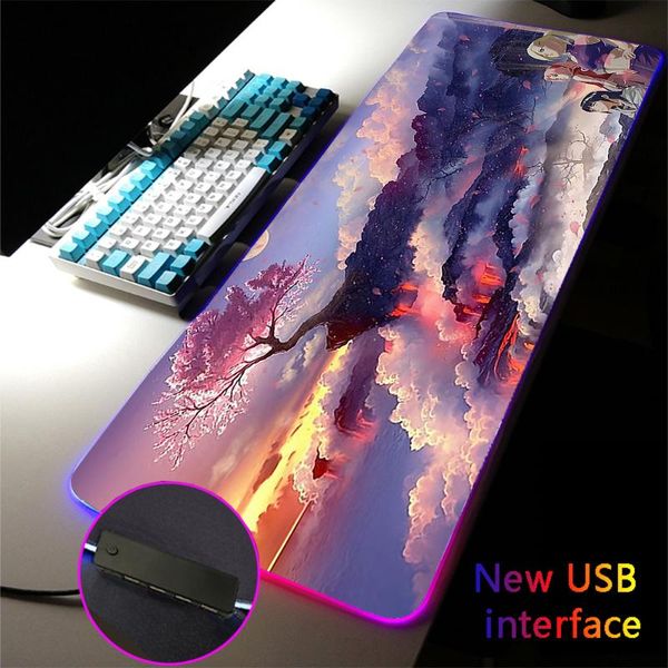 

mouse pads & wrist rests anime mulberry rgb pad xxl notebook gaming accessories desk mat mini pc waterproof non-slip carpet mousepad