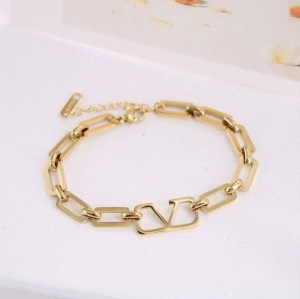 

link, chain bracelet women charm letter v link&chain bracelets jewelry, Black