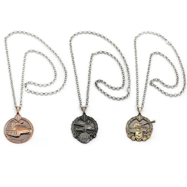 

pendant necklaces game world of tanks men round metal model wot choker necklace women jewelry accessories kolye gift trinket, Silver