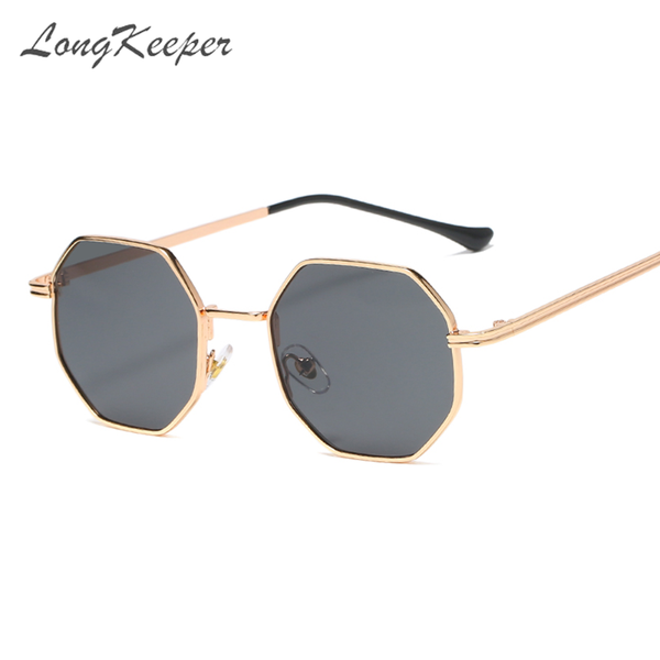 

sunglasses longkeeper classic metal vintage polygon women design men driving glass eyewear masculino, White;black