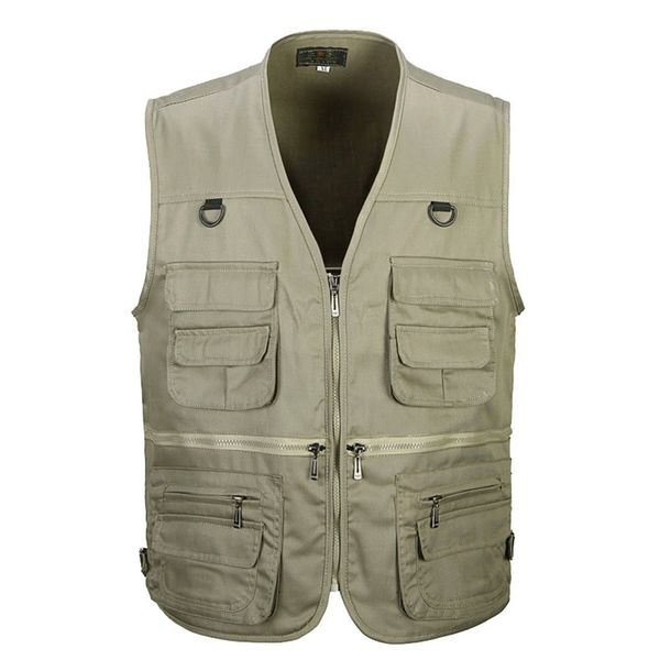 

men cotton multi pocket vest summer male casual thin sleeveless jacket with many pockets mens pographer baggy waistcoat 211105, Black;white