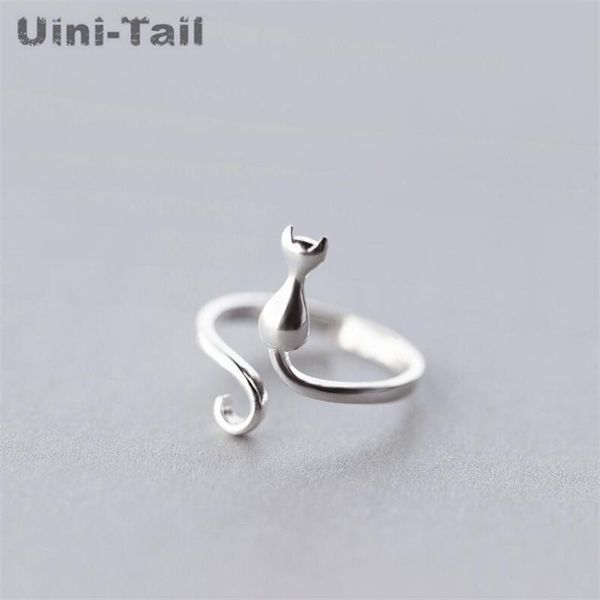 

cluster rings uini-tail 925 sterling silver kitten ring female opening korean version of the comet moon jewelry tail, Golden;silver