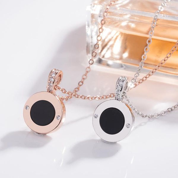 

pendant necklaces 925 sterling silver black and white face necklace simple design light luxury banquet couple clavicle chain