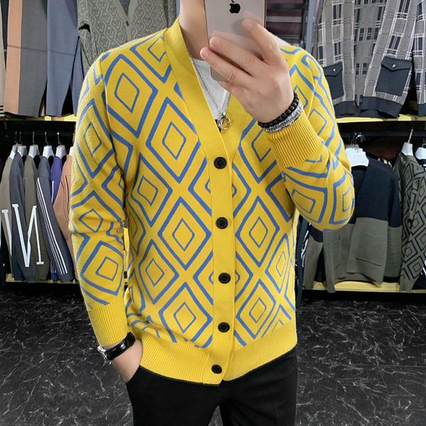 

men's sweaters striped cardigan with contrast colors, korean fashion, men, knitted, plus size, black, yellow, male fashion jtwi, White;black