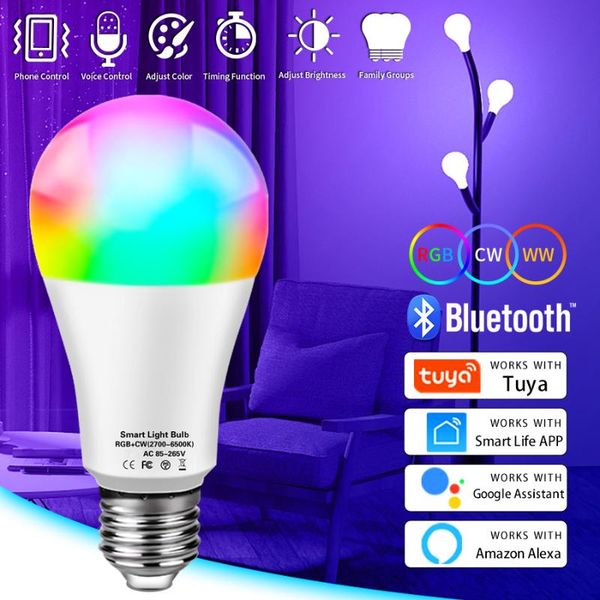 

bulbs wifi smart led bulb bluetooth tuya e27 rgb dimmable app control light alexa google for home foco leds lamp