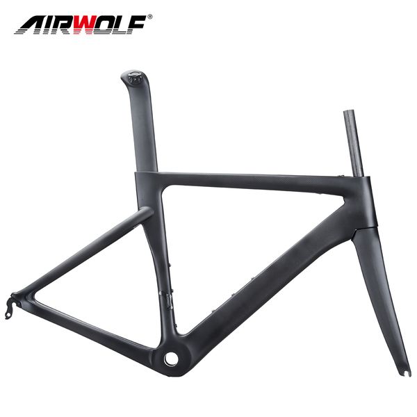

airwolf aero carbon fiber road bike frame fork seatpost bicycle frameset track bikes frames 700*23c v brake 48 51 54 56cm 2 years warranty