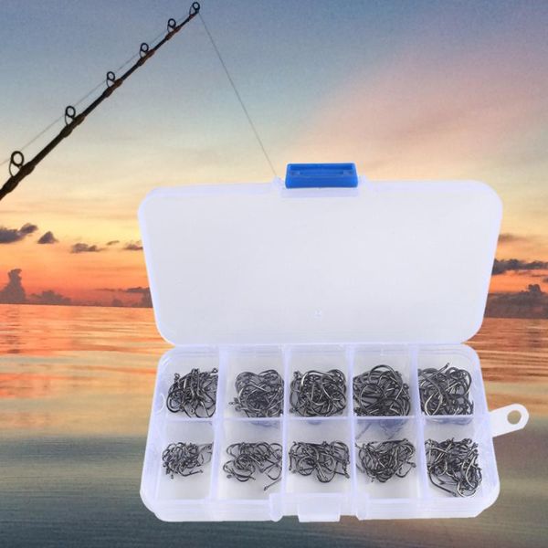 

fishing hooks 100 pcs high carbon steel perforated tackle set for salt water fresh