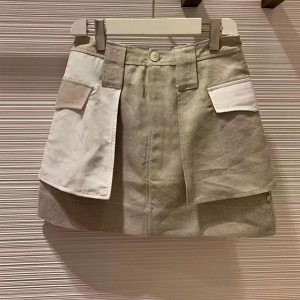 

skirts women skirt 2021 summer style contrast color stitching pocket fashion, Black