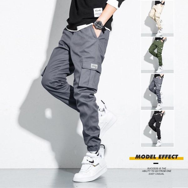 

men's pants solid color cargo summer soft sweat-absorbing casual breathable straight multi-pocket trousers plus size m-8xl, Black
