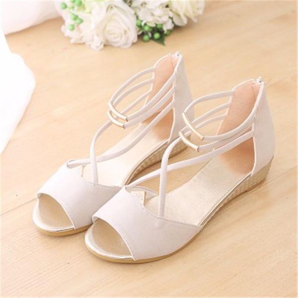 

dress shoes 2021 korean women's sandals summer wedges peep toe casyal solid color student female, Black