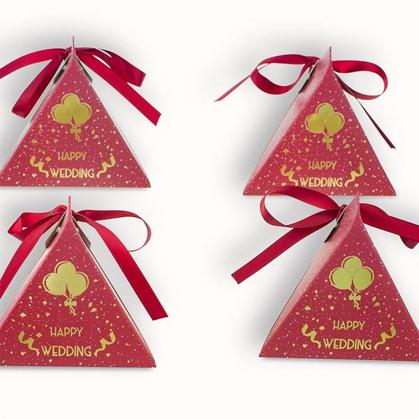 

gift wrap 50 pcs creative happy wedding party favors gold stamped balloon wine red candy box decoration sweet boxes