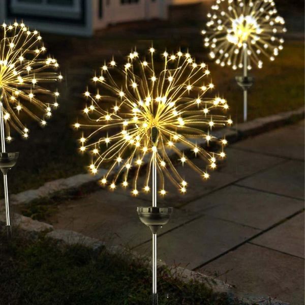 

lawn lamps solar lamp outdoor grass globe dandelion fireworks flash string 90 led for garden decoration landscape