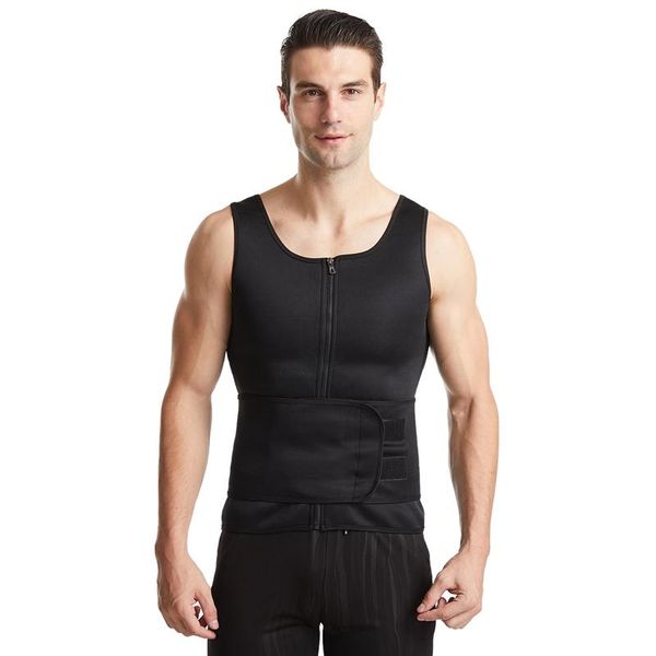 

men's sweat suit, large size black corset, fitness belly underwear, buckle, body shaping, waist gym clothing, White;black