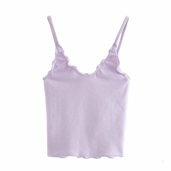 

women's tanks & camis slim girls soft bomb 2021 summer fashion ladies y2k cotton vintage women solid ruffles sweet female, White