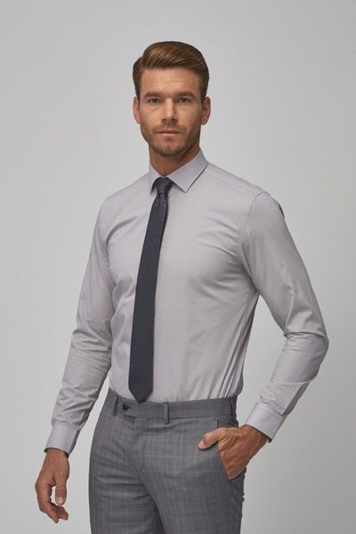 

men's shirt gray tailored slim fit classic dress shirts, White;black