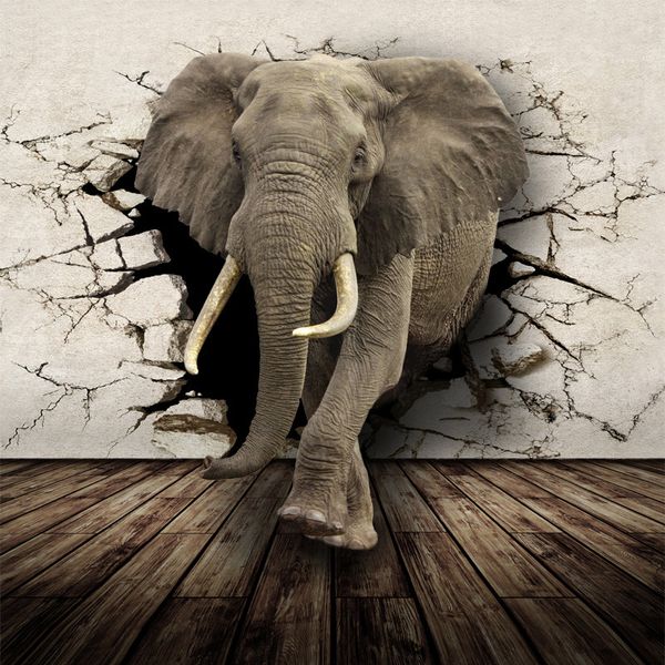 Carta da parati murale con animali realistici 3D Carta da parati personalizzata Rinoceronte Leone Elefanti Tessuto non tessuto Carta da parati Nuova carta da parati fotografica Decorazioni per la casa