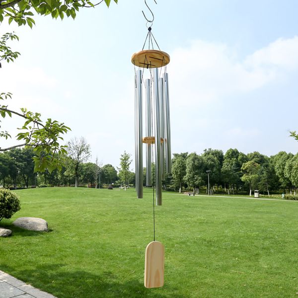 

silver wind chime bells chimes decorative objects door wall hanging ornament home garden outdoor decoration 6 tube 122847