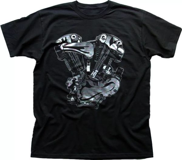 

v-twin motorcycle engine harley indian black printed t-shirt fn0209, White;black