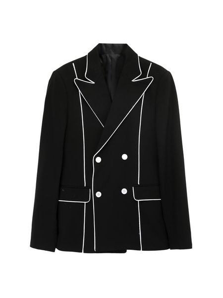 

men's suits & blazers customized s~6xl mens hairstylist white edge double breasted european and american fashion leisure suit, White;black