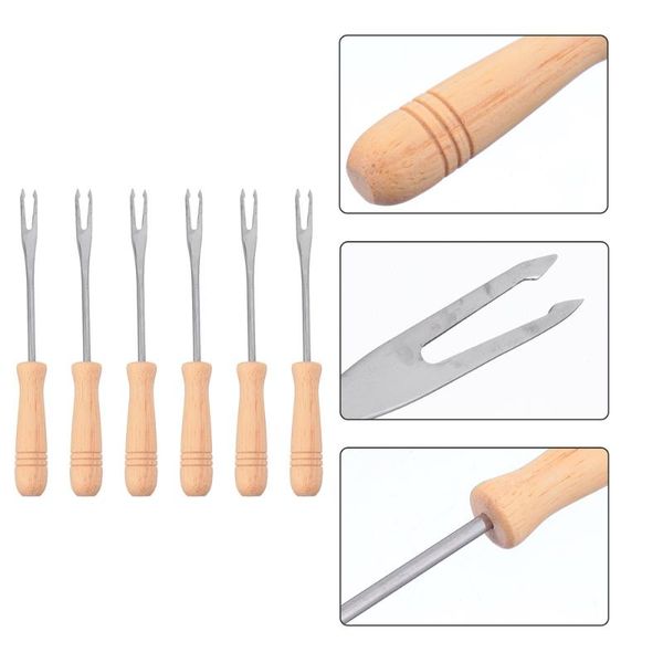 

forks 6 pcs bbq fruit home cooking fork corn cob holders stainless steel skewers