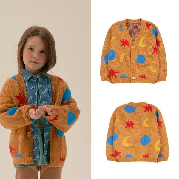 

pullover jm brand kids wool sweaters 2021 winter girls boys cute print kint ardigan baby child cotton outwear clothes, Blue