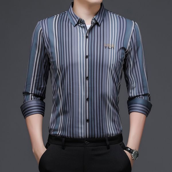 

2021 spring and autumn long sleeved striped shirt middle-aged thin fashion men's wear, Black