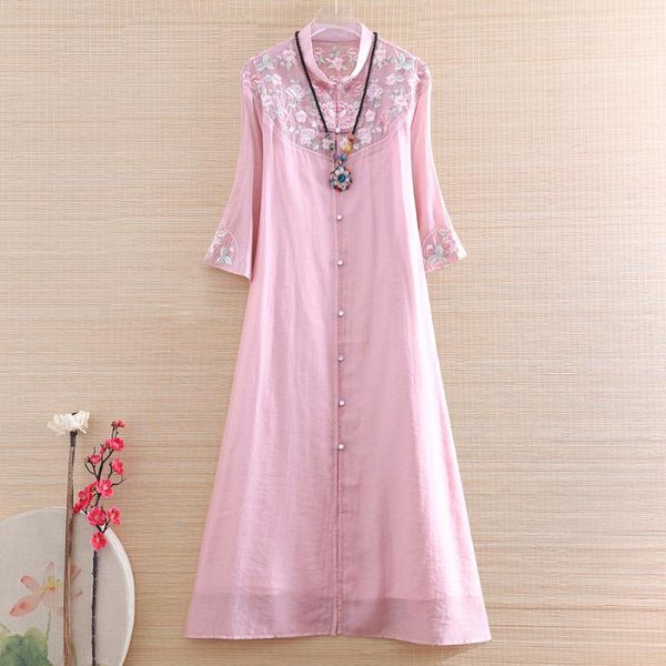 

high-end spring summer women chinese style loose qipao dress embroidery elegant lady 2 pieces a-line cheongsam -xxl ethnic clothing, Red