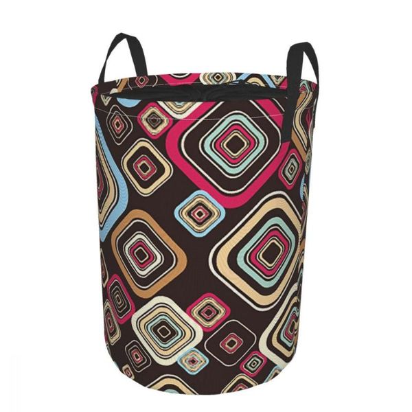 

colorful square round tunic dirty pocket basket printing waterproof washing bag foldable storage save space bathroom home w012 laundry bags