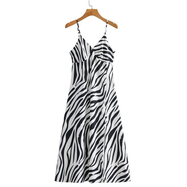 

women vintage zebra dress striped print loose 1-line off shoulder strap ladies backless vestido 210430, Black;gray