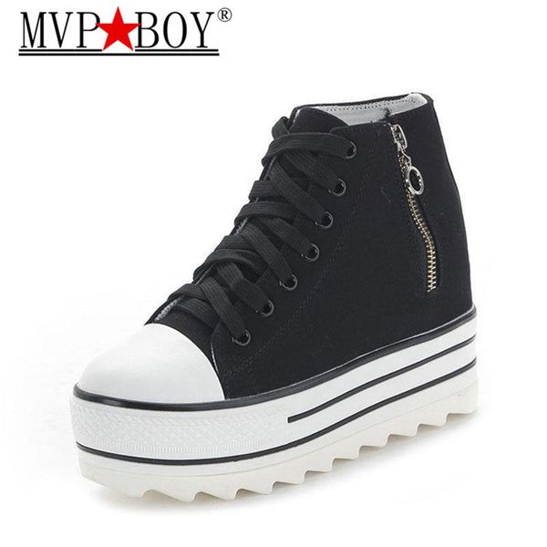 

dress shoes mvp boy 2021 woman wedges platform canvas breathable height increased women zapatos mujer casual, Black