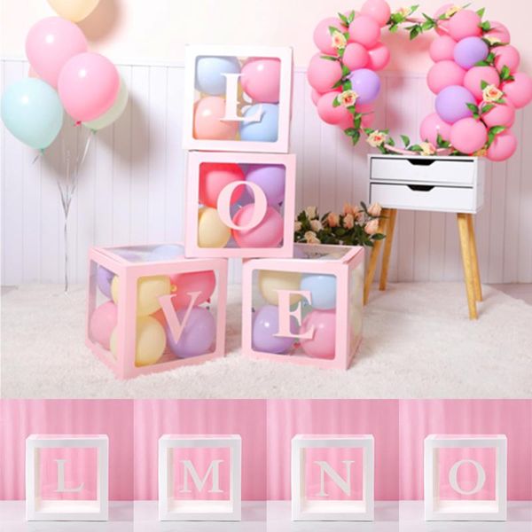 

gift wrap alphabet transparent box cube plastic balloon for birthday party wedding confetti flowers docoration gifts supplies