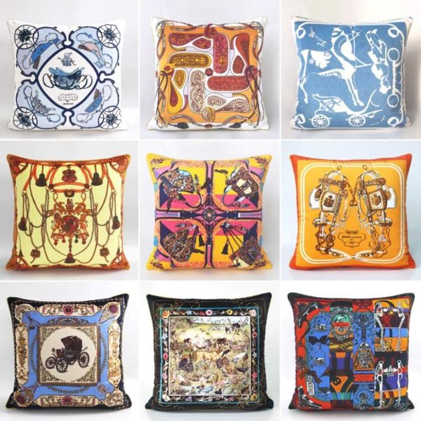

cushion/decorative pillow european american luxury printed cushion cover horse pattern velvet pillowcase lumbar sofa throw home decoration