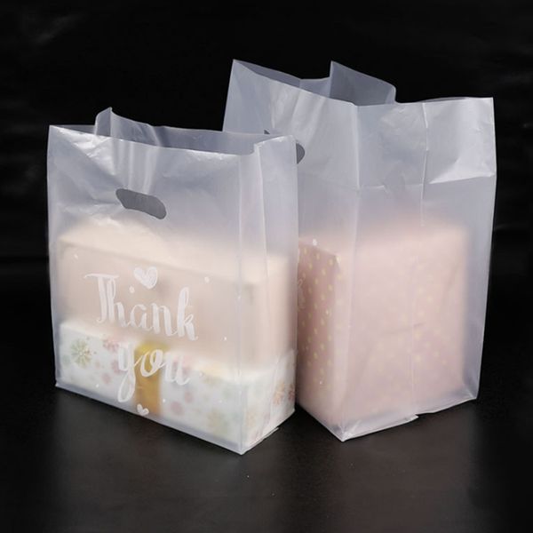 Оптом спасибо пластиковым подарочной упаковкой сумка пустой хлеб выпечки хранения сумок с ручкой вечеринка свадьба конфеты торт кондитерская упаковка чехол A217121