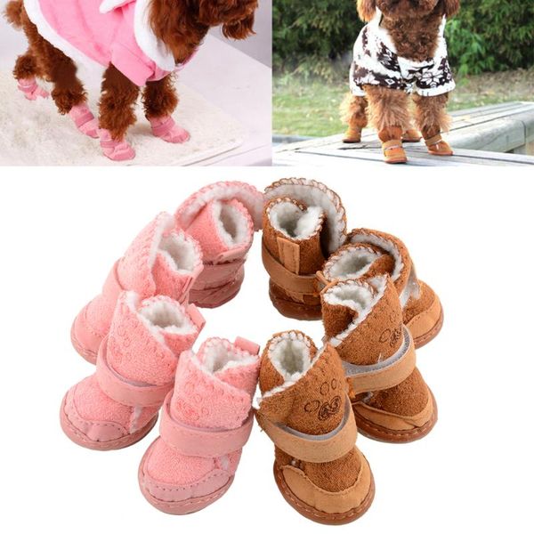 

dog apparel lovely adjustable pet winter cotton anti-slip cozy shoes boots 2 colors