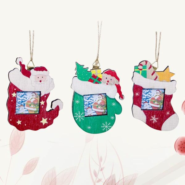 

frames 3 pcs christmas po frame wall hanging wooden hat glove and stocking xmas party pendant bedroom living