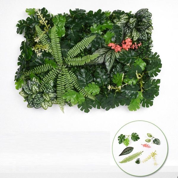 

green monstera artificial boxwood hedge covers fern plants wall panel leaf fence greenery hanging fake plant decor decorative flowers & wrea