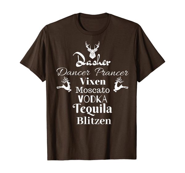 

dasher dancer prancer moscato vodka tequila blitzen t-shirt, White;black